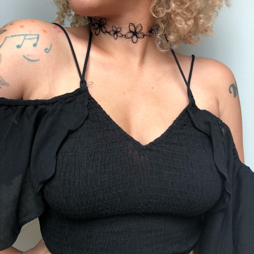 Smocked Off The Shoulder Crop Top